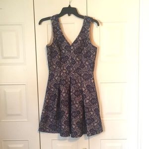 Sleeveless Navy blue lace dress